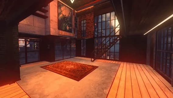 Wooden-floored loft interior
